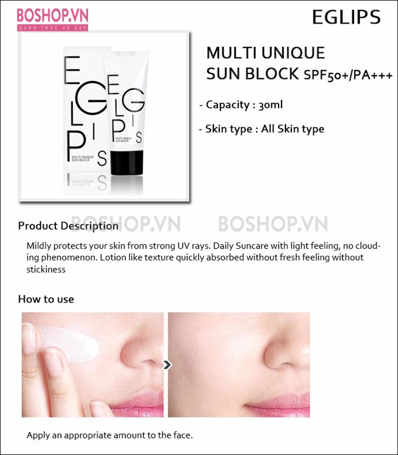 Kem chống nắng Eglips Multi Unique Sun Block SPF 50+ 