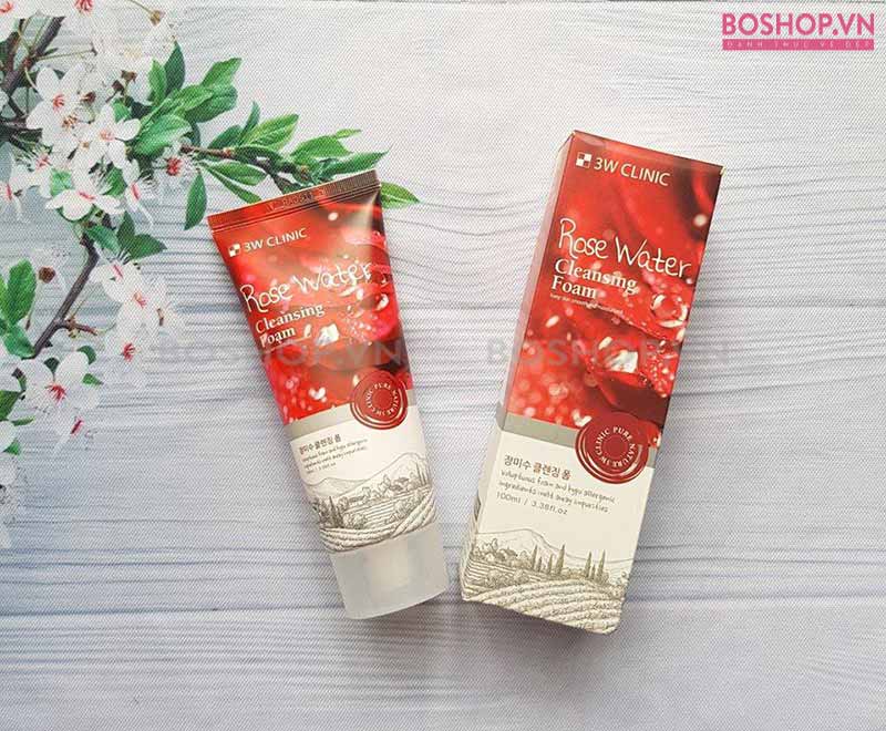 Sữa rửa mặt hoa hồng 3W Clinic Rose Water 100ml 