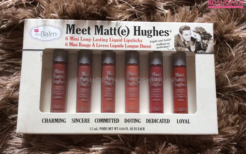 on kem lì TheBalm Meet Matte Hughes Set 6 Cây Mini chính là dòng son kem được sử dụng rất nhiều hiện nay