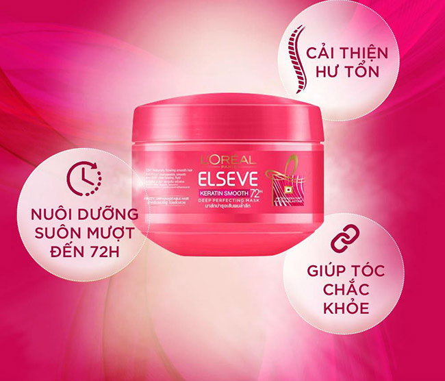 Kem ủ tóc L’Oreal Elseve Keratin Smooth 72H 200ml