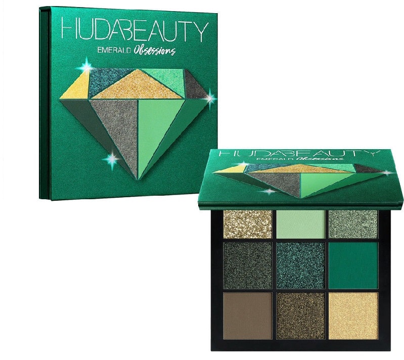 Phấn mắt Huda Beauty Emerald Obsessions tone xanh lá chủ đạo