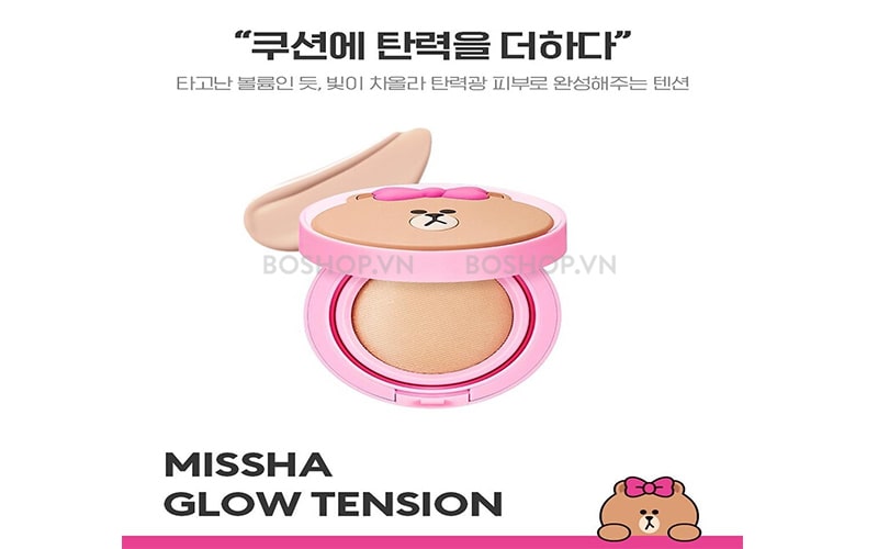 Phấn nước Missha Line Friends Glow Tension Vanilla phù hợp tone da trung tính