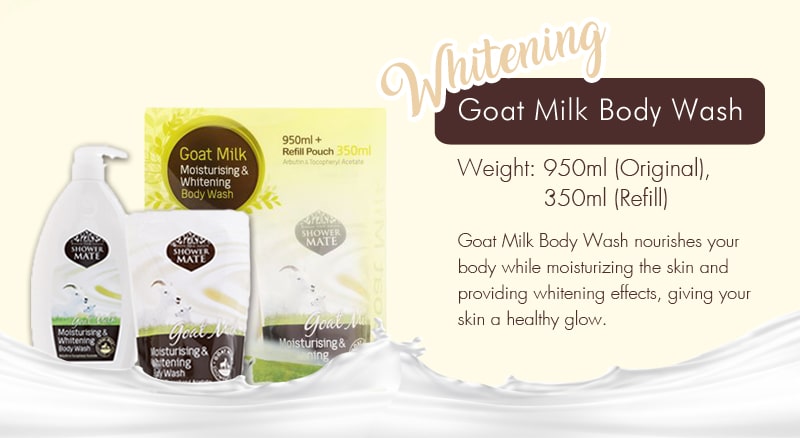 Sữa tắm Shower Mate Goat Milk 950ml + Refill 350ml đem lại làn da mịn màng, rạng rỡ