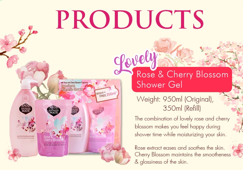 Sữa tắm Shower Mate Lovely Rose 950ml + Refill 350ml nuôi dưỡng da từ sâu bên trong 