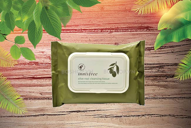 Khăn tẩy trang Innisfree Olive Real Cleansing Tissue 30 miếng