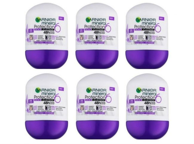 Lăn khử mùi Garnier Mineral 6 48h màu tím 50ml giàu khoáng chất Perlite – một chất hấp thụ mồ hôi tự nhiên