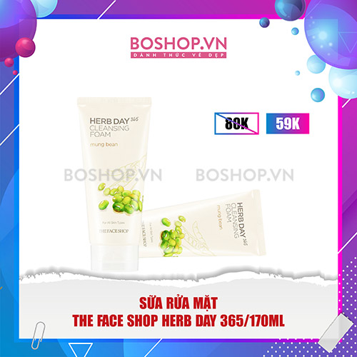 Sữa Rửa Mặt The Face Shop Herb Day 365 Mung Beans 170ml