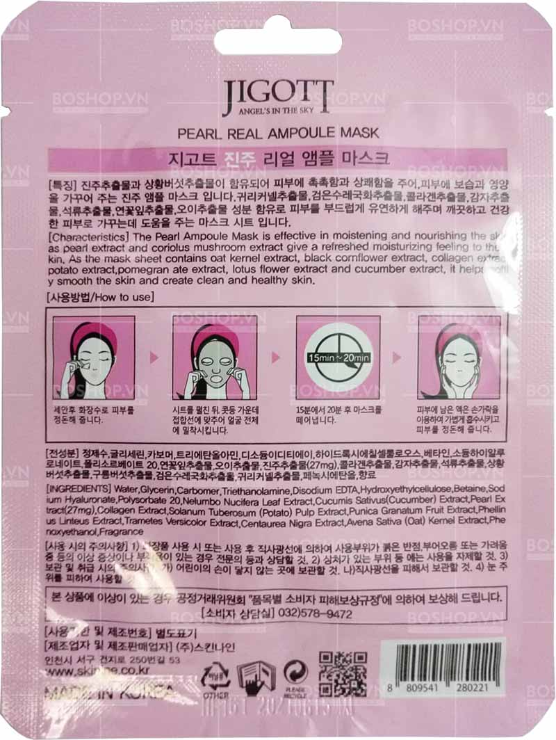 Mặt nạ Jigott Pearl Real Ampoule Mask 27ml mang lại hiệu quả làm trắng cho làn da của bạn.