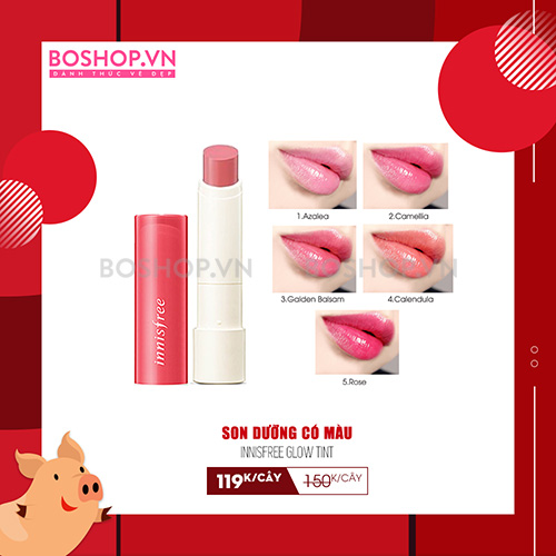 Son Dưỡng Có Màu Innisfree Glow Tint trọn bộ nhiều màu dễ dàng lựa chọn