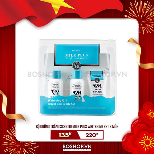 Bộ Dưỡng Trắng Scentio Milk Plus Whitening Set 3 Món