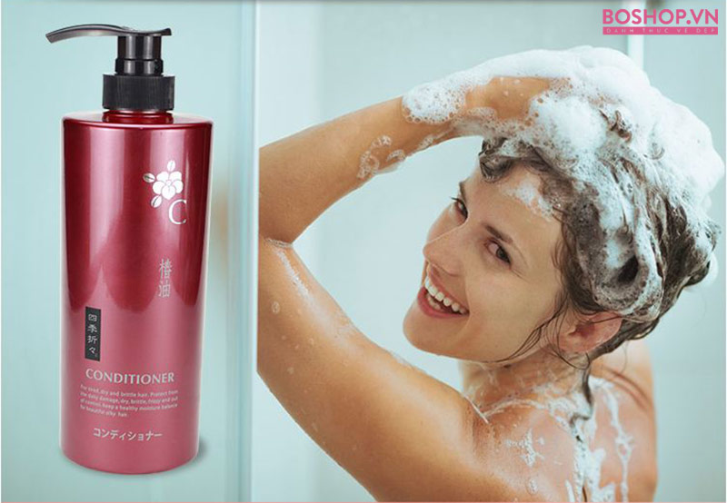 Dầu xả hoa trà Kumano Conditioner 600ml làm mượt, nuôi dưỡng và phục hồi tóc hư tổn