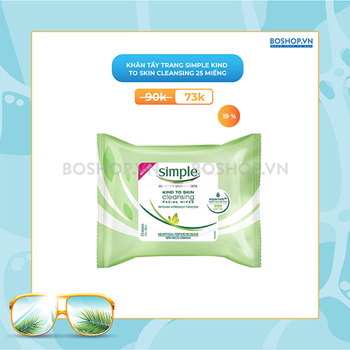 Khăn Tẩy Trang Simple Kind To Skin Cleansing 25 Miếng