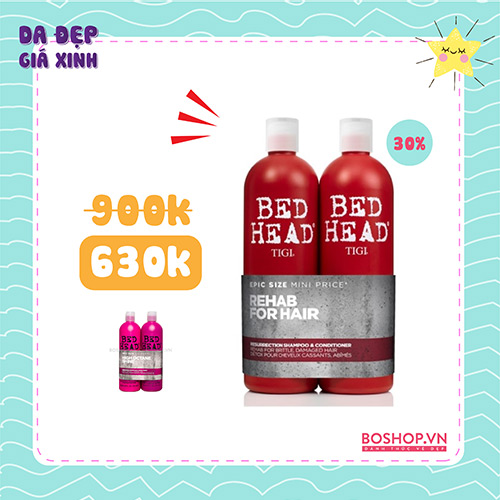 Bộ 2 Chai Dầu Gội Xả Tigi Bed Head 750ml Mỗi Chai Màu Đỏ & Tím