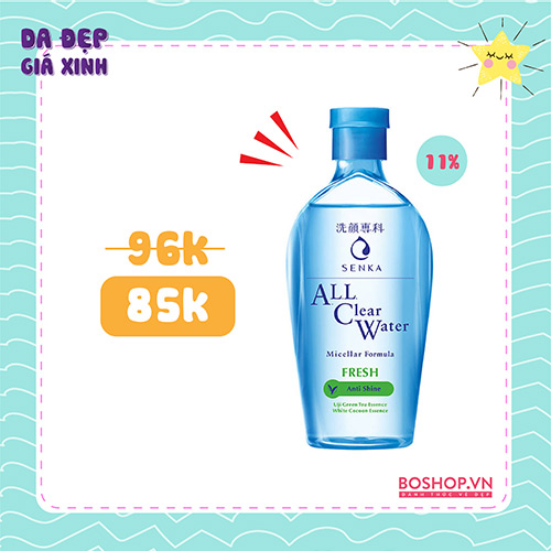 Tẩy Trang Senka All Clear Water Fresh Anti Shine 230ml